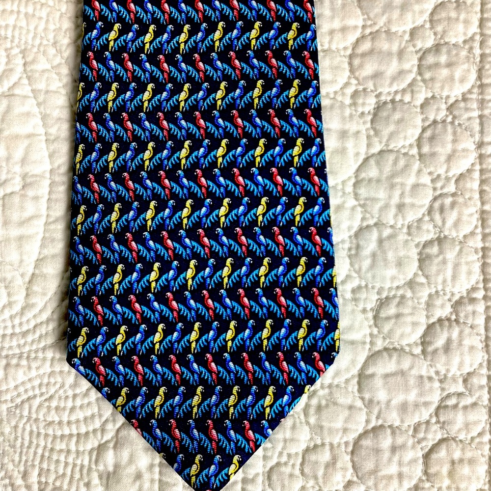 Cremieux Multicolored Parrot Silk Tie Made in USA‎ Jimmy Buffet Theme Zoo